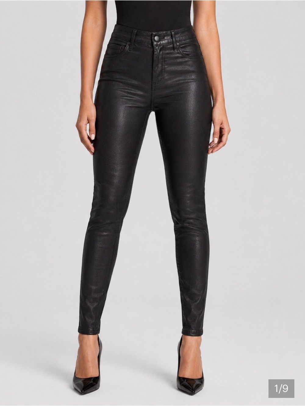 PAIGE High-Rise Black Coated Skinny Jeans